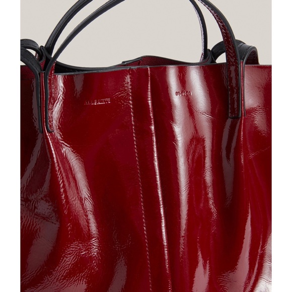 AllSaints Odette East West Liquid Rouge Red Tote Bag NWT - Picture 4 of 11
